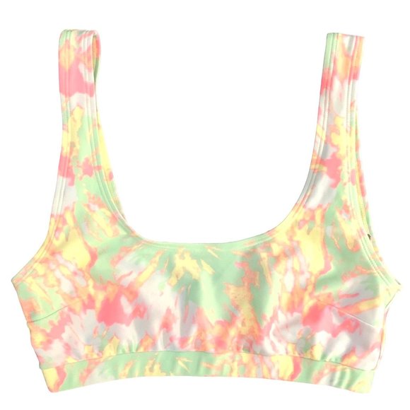 H & M Other - H & M Neon Green Yellow Burst Square Neckline Print Bikini Top Bathing Swim S